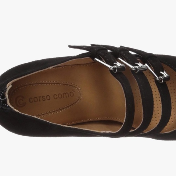 Corso Como Round Toe Suede Pumps Size 8 Black - Picture 3 of 11